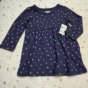 Garanimals Toddler Girl Long Sleeve Dress, "Kind" letters 12 Month